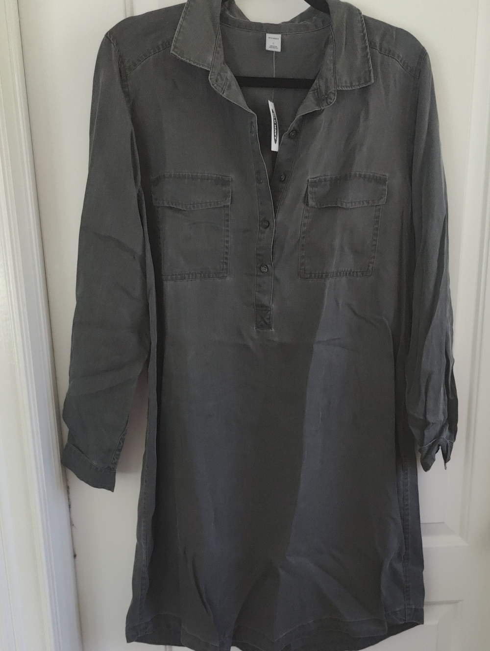 Old Navy Women's Long-Sleeve Shirt Dress - Slate Gray NWT